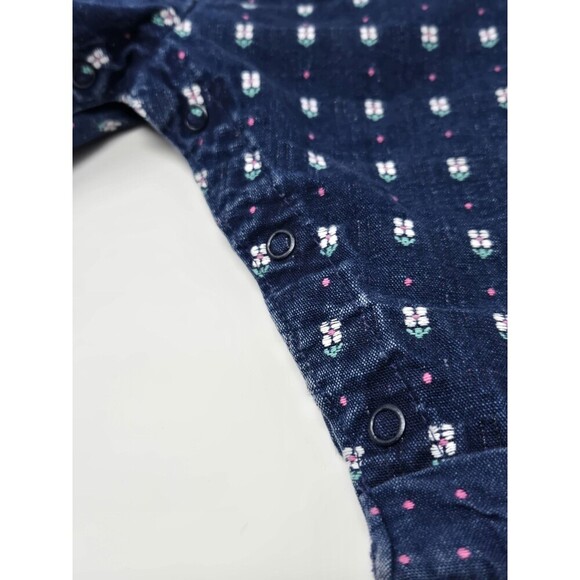 VINTAGE OSHKOSH B'GOSH COTTON DENIM BID OVERALLS 1980S DAISY FLORAL BABY 12 MONS - Picture 6 of 15